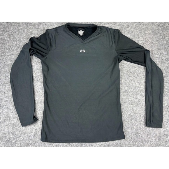 Under Armour Shirt Womens‎ Large Black Mock Coldgear Pullover Running - Picture 1 of 7
